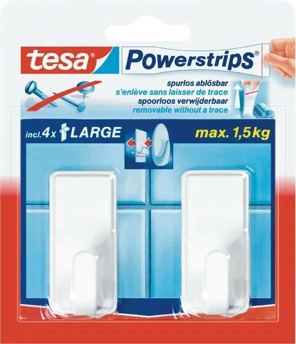 Beliebt TESA Powerstrips Haken Large Classic weiss