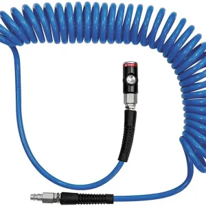 RIEGLER Spiralschlauch PU blau, Sicherheits-Kupplung und Stecker NW7,4 12x8mm 10m Neu Im Sortiment