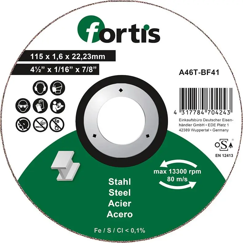 Preisknaller FORTIS Trennscheibe Stahl 115 x 1,6mm gerade