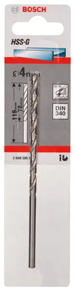 BOSCH Metallbohrer HSS-G, DIN 340, 4 x 78 x 119 mm, 1er-Pack Ausverkauf