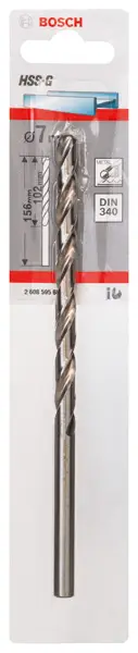 Direktkauf BOSCH Metallbohrer HSS-G, DIN 340, 7 x 102 x 156 mm, 1er-Pack