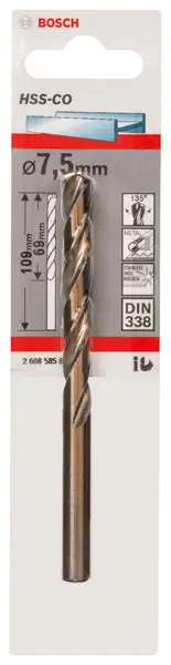 BOSCH Metallbohrer HSS-Co, DIN 338, 7,5 x 69 x 109 mm, 1er-Pack Neu Im Sortiment