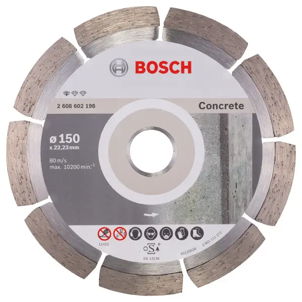 BOSCH Diamanttrennscheibe Standard for Concrete, 150 x 22,23 x 2 x 10 mm, 1er-Pack Schnäppchen