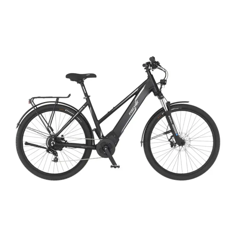 Schnäppchen Damen E-Bike ATB, 27,5 Zoll, Rahmengröße 44cm, 10-Gang Kettenschaltung, schwarz matt, TERRA 5.0i