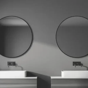 Begrenztes Angebot Dekorativer Wandspiegel "Black OROS" - matt Ø 120 cm - hochwertiger robuster Aluminiumrahmen in schwarz matt