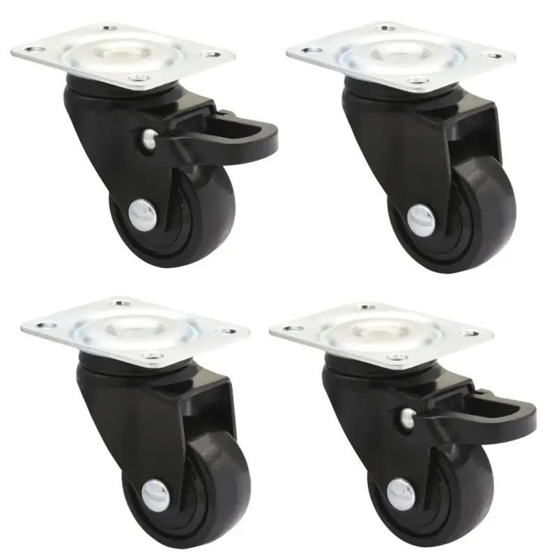 Design 3C Lenkrollen 4 teiliges Set - Ø 25 mm, soft, schwarz, 2 Rollen mit & 2 ohne Feststeller, Tragkraft 12 kg / Rolle Bestpreis