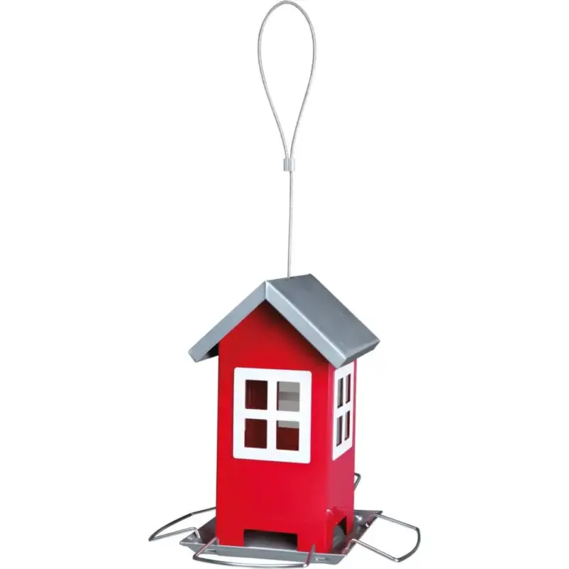 Futterhaus, Vogelhaus zum Aufhängen, rot, Metall Preisreduziert
