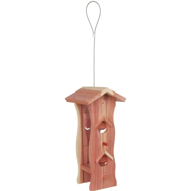 Markenware Futterspender Vögel, zum Aufhängen, Holz, mit Dach