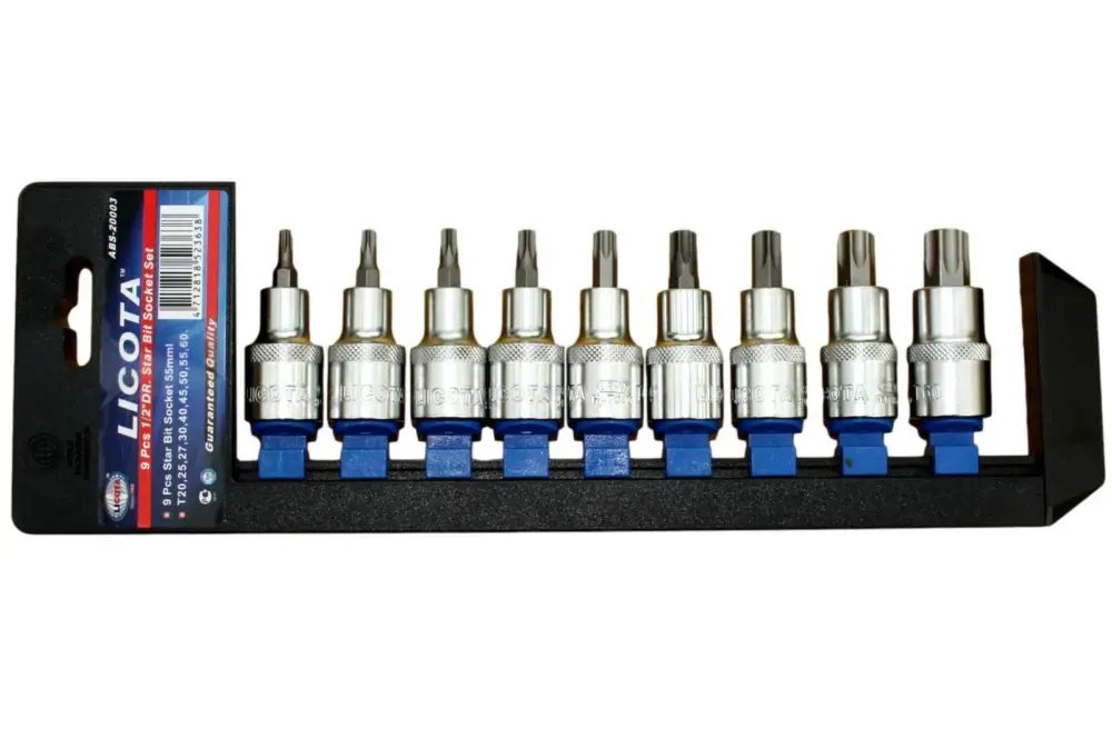Meistverkauft Innensechskant Nuss Set 9tlg, T20-T60, 1/2 Zoll, 55mm, Chrom Vanadium