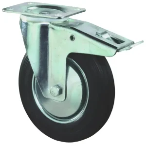 Lenkrolle mit Vollgummi Reifen und Feststeller, Durchmesser 80 mm Neu