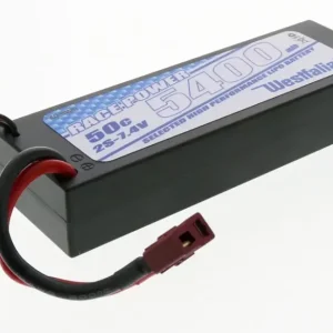 Bestpreis LiPo Akku Power Racing im Hardcase, 2S 7,4V, 5.400 mAh, 50C, T-Plug Stecker