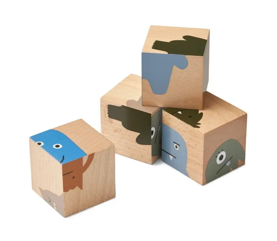 Begrenztes Angebot Liewood Puzzle, Holz Puzzle, Holzwürfel - Aage, Farbe: Monster / Nature