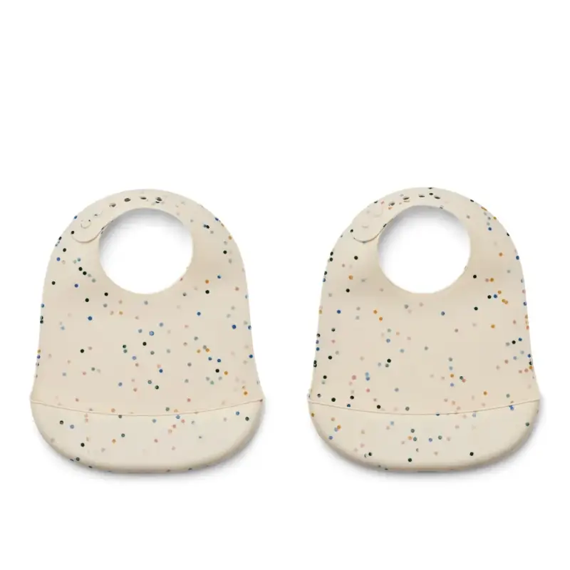 Expressversand Liewood Silikon Lätzchen 2er pack - Tilda, Farbe: Splash dots / Sea shell