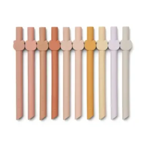 Liewood Trinkhalm, Wiederverwendbare Strohhalme Silikon - Badu, 10er Pack, Farbe: Rose multi mix Finale Aktion