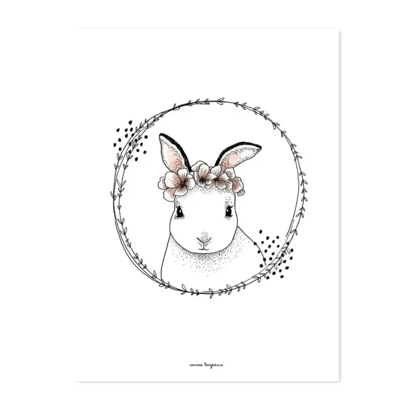 Lilipinso Poster Häschen mit Blüten weiß rosa Abverkauf