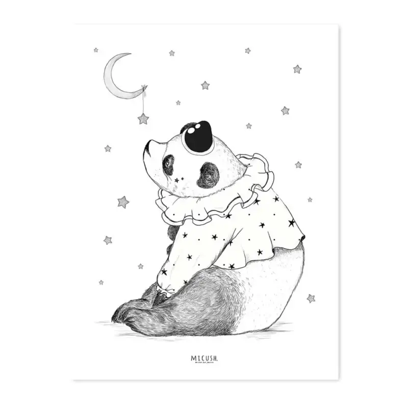 Lilipinso Poster Panda mit Mond schwarz rosa Geprüft