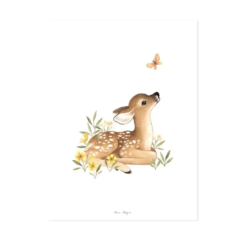 Echt Lilipinso Poster Rehkitz mit Schmetterling braun