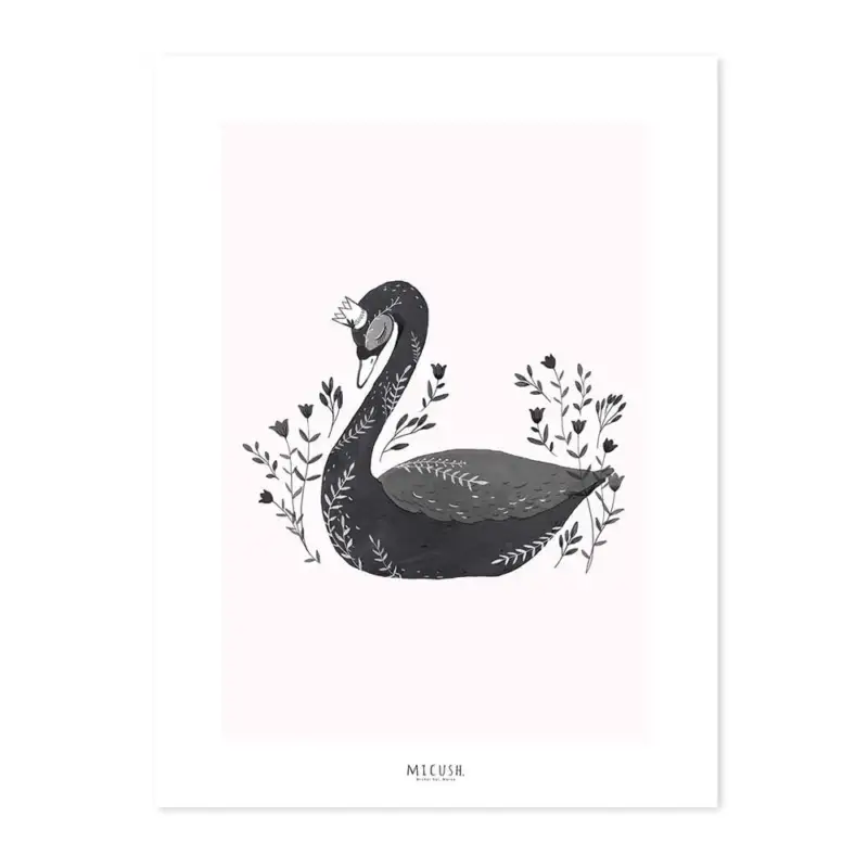 Lilipinso Poster schwarzer Schwan mit Krone rosa schwarz Neu