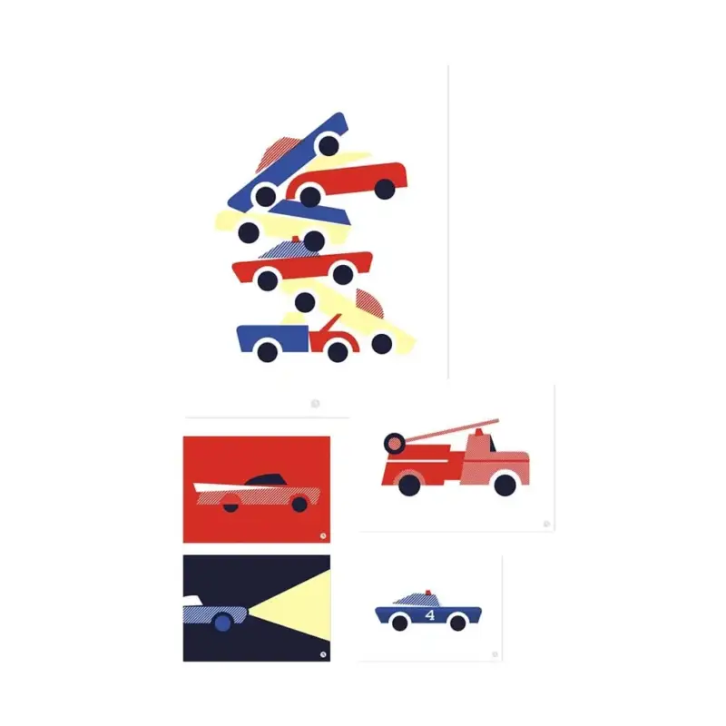 Top-Angebot Lilipinso Poster-Set Fahrzeuge rot blau gelb