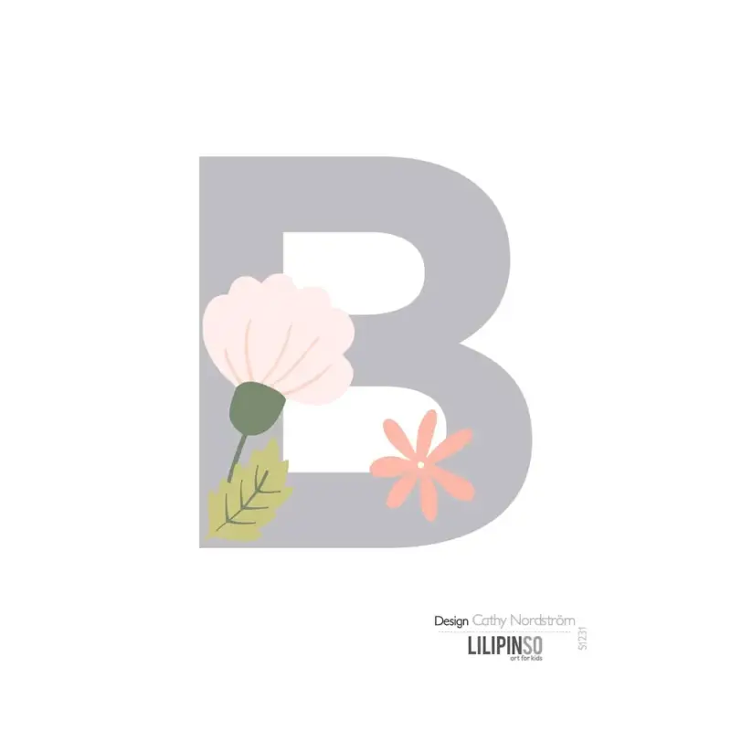 Beliebt Lilipinso Sticker Buchstabe mit Blüten grau rosa pastell B