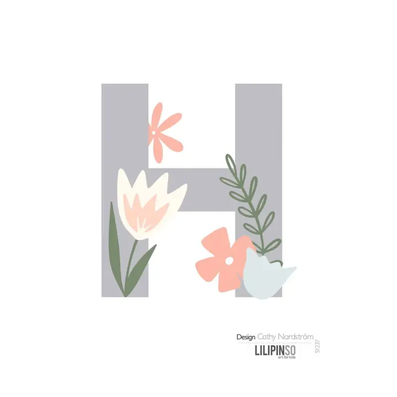 Günstig Lilipinso Sticker Buchstabe mit Blüten grau rosa pastell H
