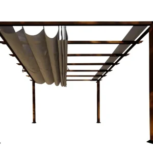 Top-Angebot Paragon Outdoor Outdoor-Pavillon „Florida“ Dunkelbraun, Holzoptik - verstellbares Sonnensegel