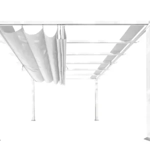 Paragon Outdoor Outdoor-Pavillon „Florida“ Weiß, Holzoptik - verstellbares Sonnensegel Schneller Versand