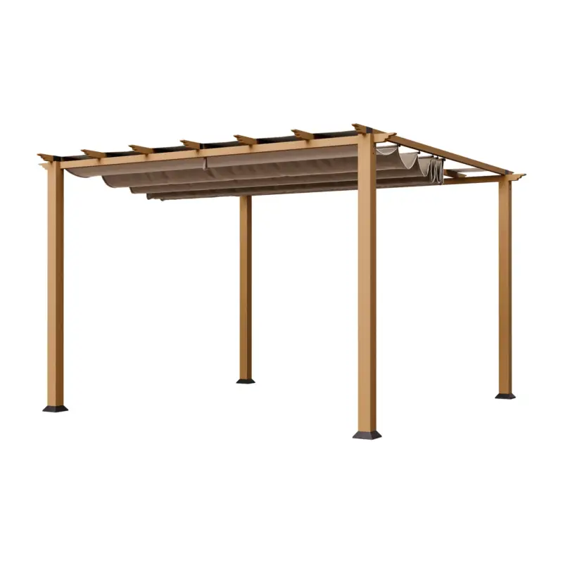 Paragon Outdoor Pergola Florida 350×350×235 cm Aluminium Holzoptik – inkl. verstellbarem Sonnensegel Preisreduziert