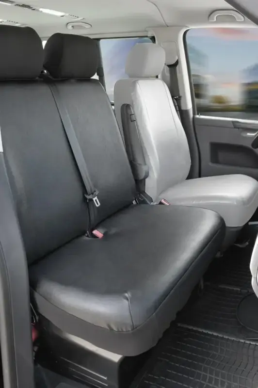 Passform Sitzbezüge VW T6 für Doppelbank vorne aus Kunstleder ab Baujahr 07/2015 bis heute Geprüft