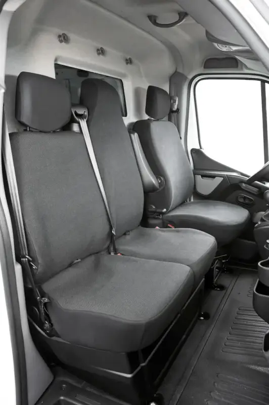 Passform Sitzbezüge aus Stoff für Opel Movano, Renault Master und Nissan Interstar ab BJ 04/2010 bis 2014 Zertifiziert