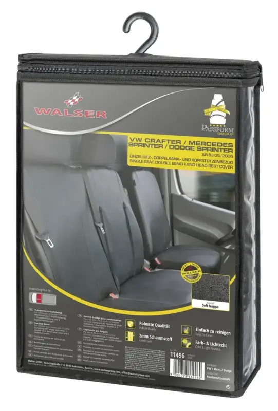 Passform Sitzbezüge für Einzelsitz und Doppelbank vorne für Mercedes Sprinter und VW Crafter ab BJ 05/2006 - heute Mega-Angebot