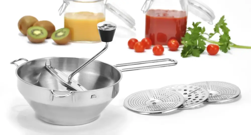 Kracherpreis Passiermühle mit 3 Einsätzen, Edelstahl