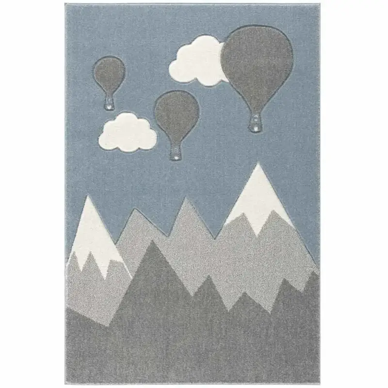 Knallerangebot Scandic Living Kinderteppich Berge & Ballon silbergrau
