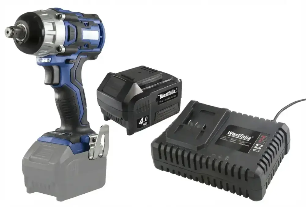 Günstig Schlagschrauber 18 V Li-Ion ASS18BL-4K + Akku 18 V Li-Ion 4,0 Ah A4AH18 und Schnellladegerät ASLG 18 V Li-Ion, 4,0 Ah