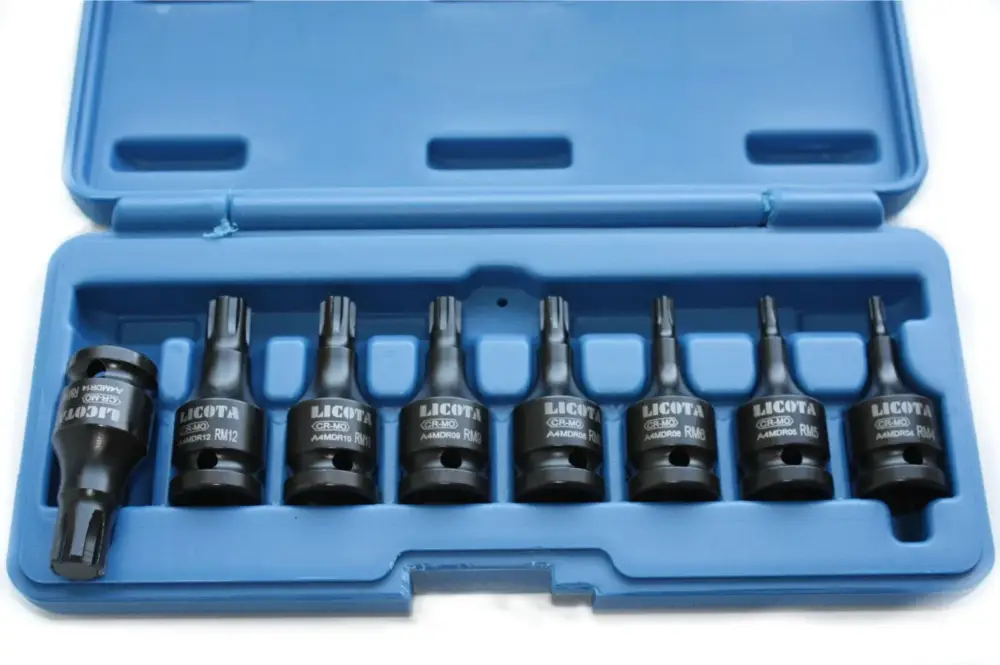 Schlagschrauber Nuss Set, 8-teilig, Cr-Mo, Ribe Nüsse, 1/2 Zoll Rabatt