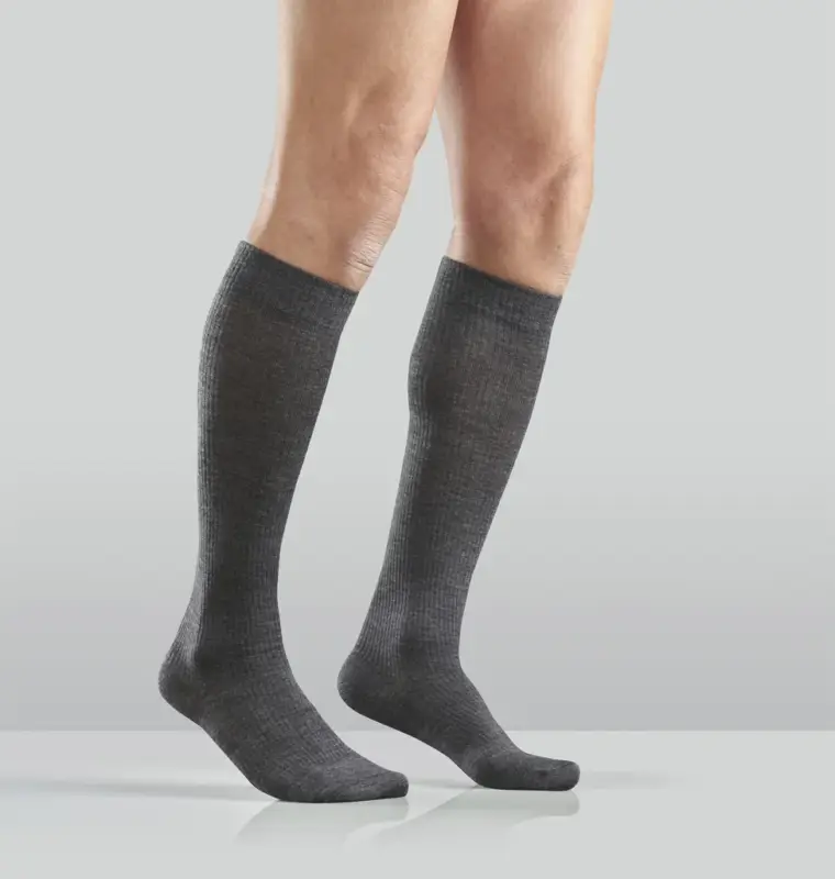 Stütz-Kniestrümpfe Schurwolle, 2 Paar, Gr. 41-43, Wollgrau Top-Angebot
