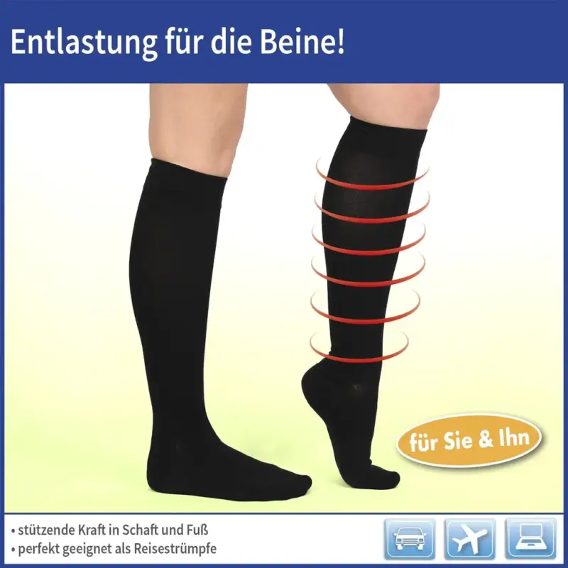 Stützkniestrümpfe Energy LYCRA, schwarz, Größe 43 - 46, 1 Paar Neu Im Sortiment