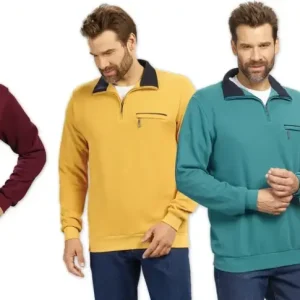 Sweatshirt mit Reißverschluß, Farbe gelb, Gr.3XL Versand Am Gleichen Tag