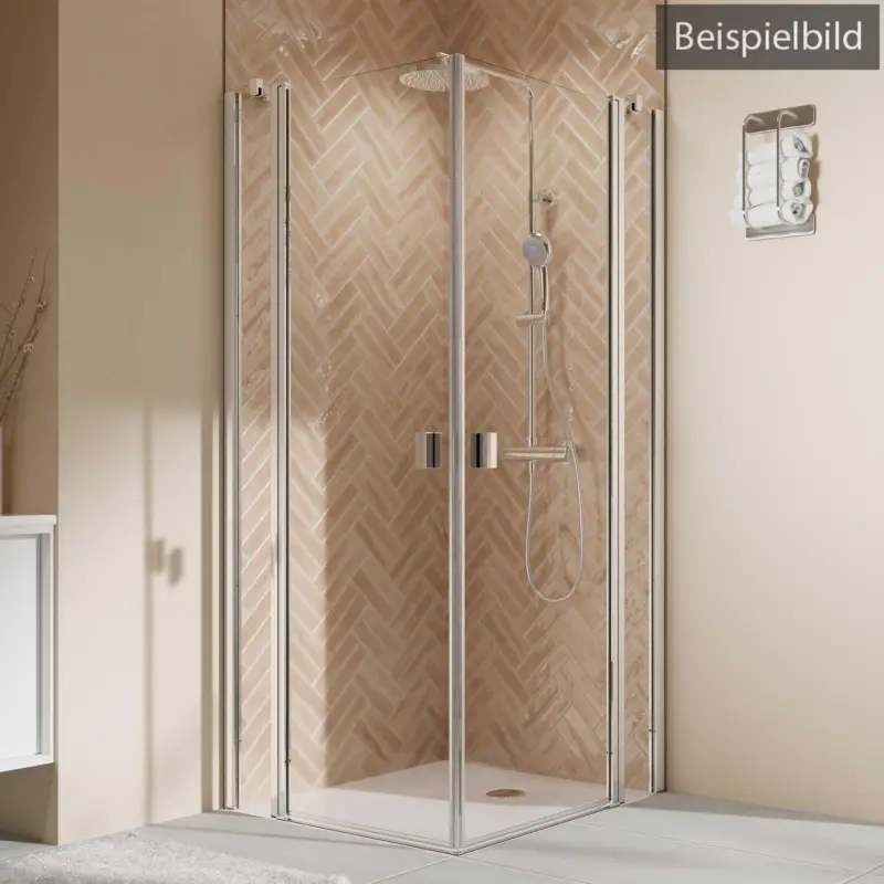 Top-Seller Breuer Elana 2.0 eckig Black Edition Eckeinstieg Drehtür mit Festteil 4-teilig Intima 80 x 90 cm - Schwarz matt