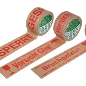 Letzte Chance Gerband Papier-Warnband "Vorsicht Glas" 50 mm x 50m, braun