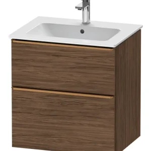 Duravit D-Neo Waschtischunterschrank mit 2 Auszügen Griff Bronze Gebürstet 610 x 625 x 462 mm - Nussbaum dunkel Matt Echt