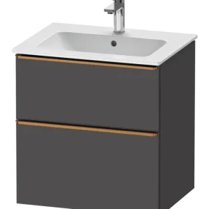 Expressversand Duravit D-Neo Waschtischunterschrank mit 2 Auszügen Griff Bronze Gebürstet 610 x 625 x 462 mm - Graphit Matt