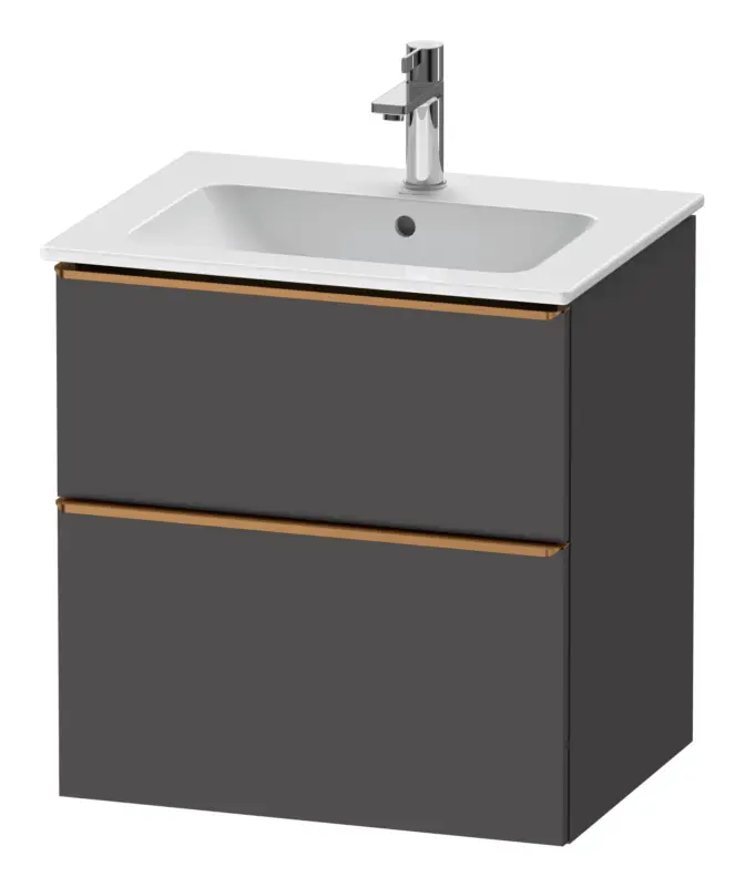 Expressversand Duravit D-Neo Waschtischunterschrank mit 2 Auszügen Griff Bronze Gebürstet 610 x 625 x 462 mm - Graphit Matt