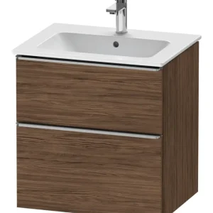 Zertifiziert Duravit D-Neo Waschtischunterschrank mit 2 Auszügen Griff Edelstahl Gebürstet 610 x 625 x 462 mm - Nussbaum dunkel Matt