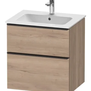 Wochenendangebot Duravit D-Neo Waschtischunterschrank mit 2 Auszügen Griff Diamantschwarz Matt 610 x 625 x 462 mm - Eiche Marmoriert Matt