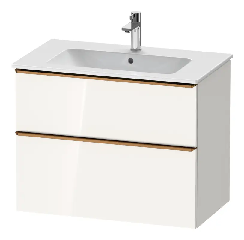 Duravit D-Neo Waschtischunterschrank für 233683 mit 2 Auszügen Griff Bronze Gebürstet 810 x 625 x 462 mm - Weiß Hochglanz Sonderaktion