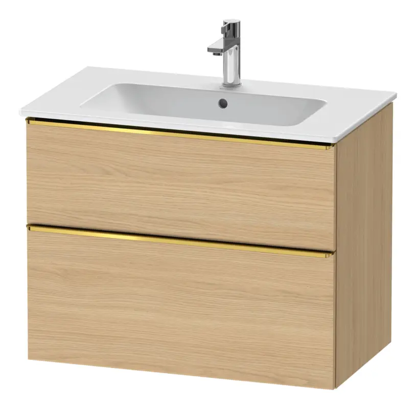 Duravit D-Neo Waschtischunterschrank für 233683 mit 2 Auszügen Griff Gold Poliert 810 x 625 x 462 mm - Eiche Natur Matt Abverkauf