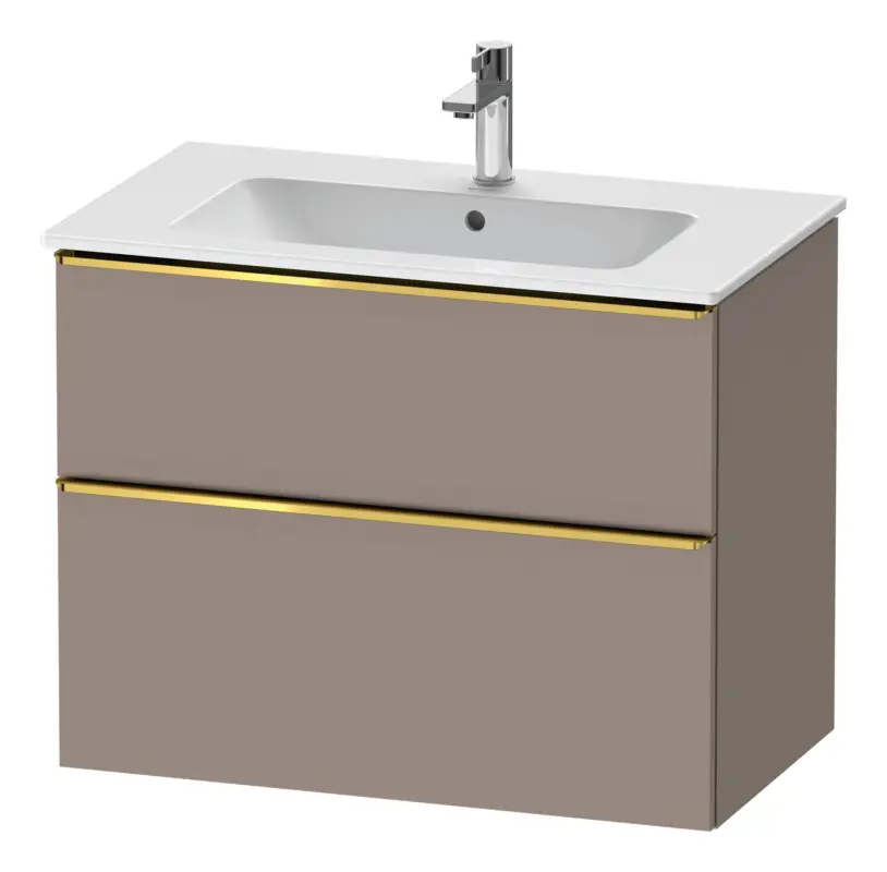 Zertifiziert Duravit D-Neo Waschtischunterschrank für 233683 mit 2 Auszügen Griff Gold Poliert 810 x 625 x 462 mm - Basalt Matt