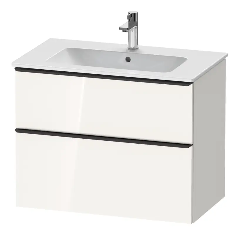 Super-Preis Duravit D-Neo Waschtischunterschrank für 233683 mit 2 Auszügen Griff Diamantschwarz Matt 810 x 625 x 462 mm - Weiß Hochglanz