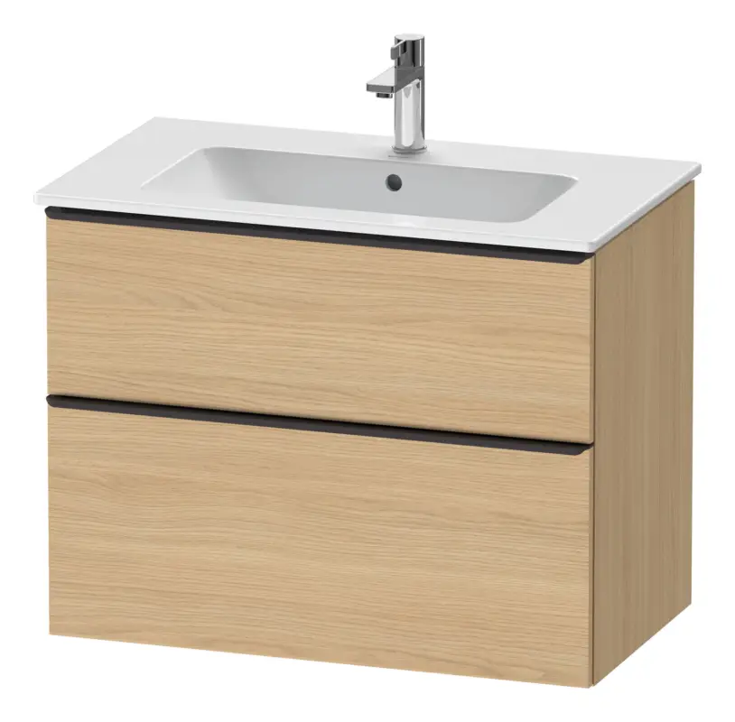 Duravit D-Neo Waschtischunterschrank für 233683 mit 2 Auszügen Griff Diamantschwarz Matt 810 x 625 x 462 mm - Eiche Natur Matt Neue Ware